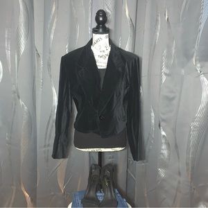 Vintage 90’s Black Velvet Organically Grown Black Cropped Blazer Size Large